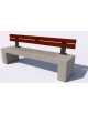 Panchina in cemento calcestruzzo con seduta forata, colore Bianco sabbiato - schienale in legno - cm 220x60x90h - Conforme CAM