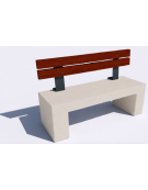 Panchina in cemento con sostegni spessore cm 17,5 - colore Bianco pietra - schienale in legno - cm 100x50x90h - Conforme ai CAM