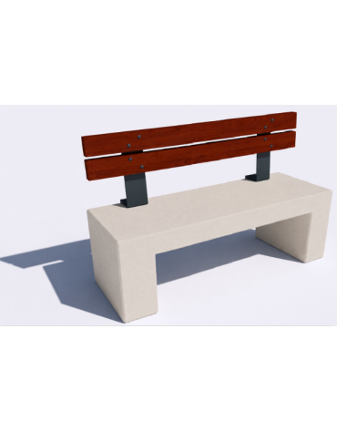 Panchina in cemento con sostegni spessore cm 17,5 - colore Bianco pietra - schienale in legno - cm 100x50x90h - Conforme ai CAM