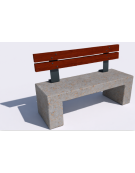 Panchina in cemento con sostegni spessore cm 17,5 - colore Grigio travertino - schienale in legno - cm 100x50x90h - Conforme ai 