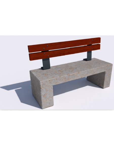 Panchina in cemento con sostegni spessore cm 17,5 - colore Grigio travertino - schienale in legno - cm 100x50x90h - Conforme ai 