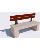 Panchina in cemento con sostegni spessore cm 17,5 - colore Bianco travertino - schienale legno - cm 100x50x90h - Conforme ai CAM