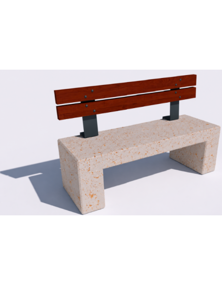 Panchina in cemento con sostegni spessore cm 17,5 - colore Bianco travertino - schienale legno - cm 100x50x90h - Conforme ai CAM