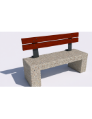 Panchina in cemento con sostegni spessore cm 17,5 - colore Grigio sabbiato - schienale legno - cm 100x50x90h - Conforme ai CAM