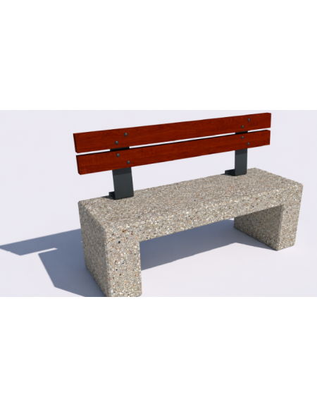 Panchina in cemento con sostegni spessore cm 17,5 - colore Grigio sabbiato - schienale legno - cm 100x50x90h - Conforme ai CAM