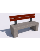 Panchina in cemento con sostegni spessore cm 17,5 - colore Bianco sabbiato  - schienale legno - cm 100x50x90h - Conforme ai CAM