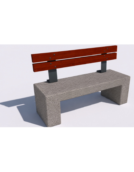 Panchina in cemento con sostegni spessore cm 17,5 - colore Bianco sabbiato  - schienale legno - cm 100x50x90h - Conforme ai CAM