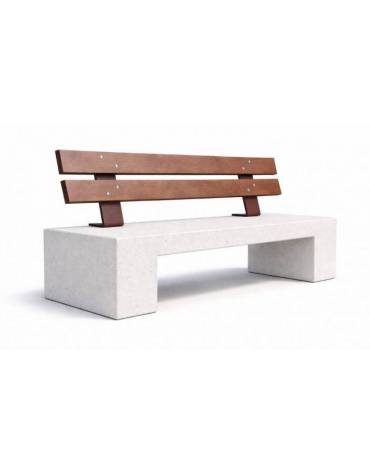 PANCHINA IN CEMENTO CALCESTRUZZO SPESSORE 10CM - COLORE BIANCO PIETRA - CON SCHIENALE IN LEGNO - CM 170X40X85H - Conforme ai CAM