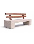 PANCHINA IN CEMENTO CALCESTRUZZO SPESSORE 10CM - COLORE GRIGIO TRAVERTINO - CON SCHIENALE IN LEGNO- CM 170X40X85H - Conforme CAM