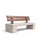PANCHINA IN CEMENTO CALCESTRUZZO SPESSORE 10CM - COLORE GRIGIO SABBIATO - CON SCHIENALE IN LEGNO- CM 170X40X85H - Conforme CAM