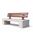 PANCHINA IN CEMENTO CALCESTRUZZO SPESSORE 12 CM - COLORE GRIGIO PIETRA - CON SCHIENALE IN LEGNO - CM 170X50X85H - Conforme CAM