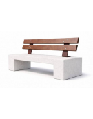 PANCHINA IN CEMENTO CALCESTRUZZO SPESSORE 12 CM - COLORE BIANCO PIETRA - CON SCHIENALE IN LEGNO - CM 170X50X85H - Conforme CAM