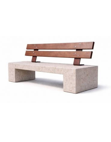 PANCHINA IN CEMENTO CALCESTRUZZO SPESSORE 12 CM - COLORE GRIGIO TRAVERTINO - CON SCHIENALE IN LEGNO - CM 170X50X85H - CAM