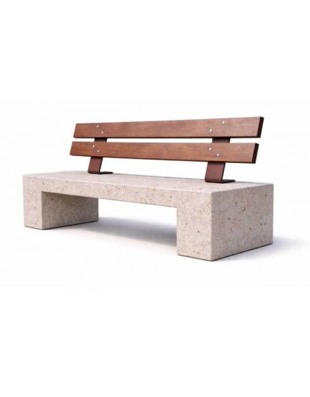 PANCHINA IN CEMENTO CALCESTRUZZO SPESSORE 12 CM - COLORE GRIGIO TRAVERTINO - CON SCHIENALE IN LEGNO - CM 170X50X85H - CAM