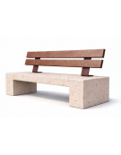 PANCHINA IN CEMENTO CALCESTRUZZO SPESSORE 12 CM - COLORE BIANCO TRAVERTINO - CON SCHIENALE IN LEGNO - CM 170X50X85H - CAM