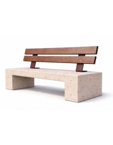 PANCHINA IN CEMENTO CALCESTRUZZO SPESSORE 12 CM - COLORE BIANCO TRAVERTINO - CON SCHIENALE IN LEGNO - CM 170X50X85H - CAM