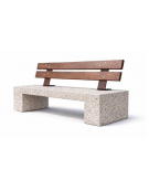 PANCHINA IN CEMENTO CALCESTRUZZO SPESSORE 12 CM - COLORE GRIGIO SABBIATO - CON SCHIENALE IN LEGNO - CM 170X50X85H - CAM
