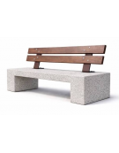 PANCHINA IN CEMENTO CALCESTRUZZO SPESSORE 12 CM - COLORE BIANCO SABBIATO - CON SCHIENALE IN LEGNO - CM 170X50X85H - CAM