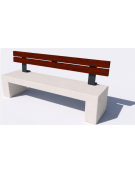 Panchina in cemento con sostegni spessore cm 17,5 - colore Bianco pietra - schienale in legno - cm 170x50x90h - Conforme ai CAM