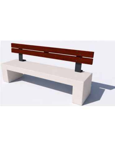 Panchina in cemento con sostegni spessore cm 17,5 - colore Bianco pietra - schienale in legno - cm 170x50x90h - Conforme ai CAM