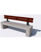 Panchina in cemento con sostegni spessore cm 17,5 - colore Grigio travertino  - schienale legno - cm 170x50x90h - Conforme ai CA