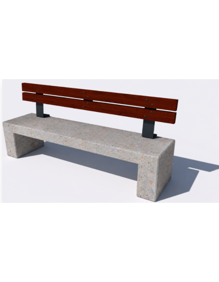 Panchina in cemento con sostegni spessore cm 17,5 - colore Grigio travertino  - schienale legno - cm 170x50x90h - Conforme ai CA