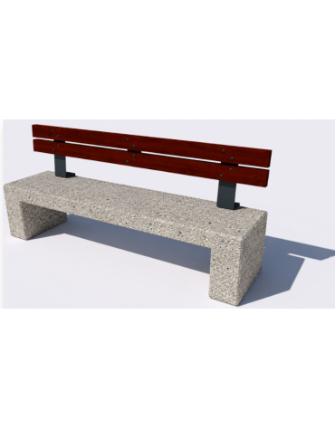 Panchina in cemento con sostegni spessore cm 17,5 - colore Grigio sabbiato - schienale legno - cm 170x50x90h - Conforme ai CAM