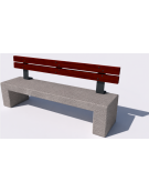 Panchina in cemento con sostegni spessore cm 17,5 - colore Bianco sabbiato - schienale legno - cm 170x50x90h - Conforme ai CAM