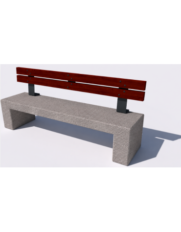 Panchina in cemento con sostegni spessore cm 17,5 - colore Bianco sabbiato - schienale legno - cm 170x50x90h - Conforme ai CAM