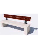 Panchina in cemento con sostegni spessore cm 19 - colore Bianco pietra - schienale in legno - cm 200x50x90h - Conforme ai CAM