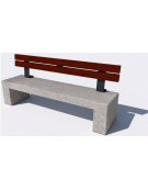 Panchina in cemento con sostegni spessore cm 19 - colore Grigio travertino - schienale legno - cm 200x50x90h - Conforme ai CAM
