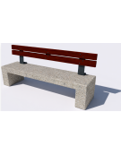 Panchina in cemento con sostegni spessore cm 19 - colore Grigio sabbiato - schienale legno - cm 200x50x90h - Conforme ai CAM