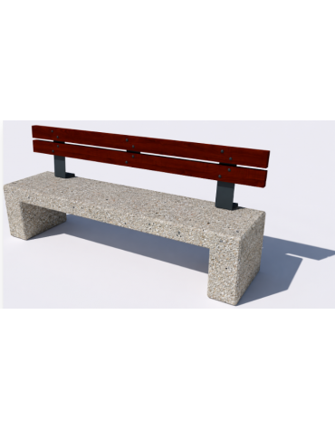 Panchina in cemento con sostegni spessore cm 19 - colore Grigio sabbiato - schienale legno - cm 200x50x90h - Conforme ai CAM