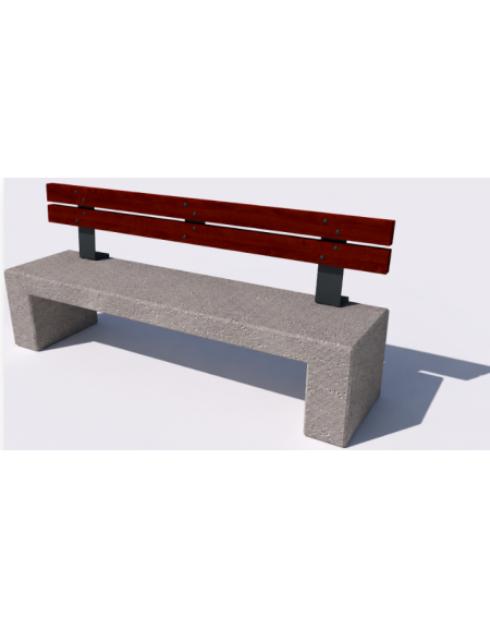 Panchina in cemento con sostegni spessore cm 19 - colore Bianco sabbiato - schienale legno - cm 200x50x90h - Conforme ai CAM