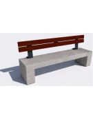 Panchina in cemento con sostegni spessore cm 19 - colore Grigio travertino - schienale legno - cm 220x60x90h - Conforme ai CAM
