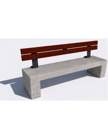 Panchina in cemento con sostegni spessore cm 19 - colore Grigio travertino - schienale legno - cm 220x60x90h - Conforme ai CAM