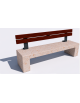 Panchina in cemento con sostegni spessore cm 19 - colore Bianco travertino - schienale legno - cm 220x60x90h - Conforme ai CAM