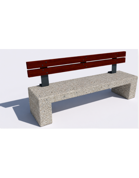 Panchina in cemento con sostegni spessore cm 19 - colore Grigio sabbiato - schienale legno - cm 220x60x90h - Conforme ai CAM