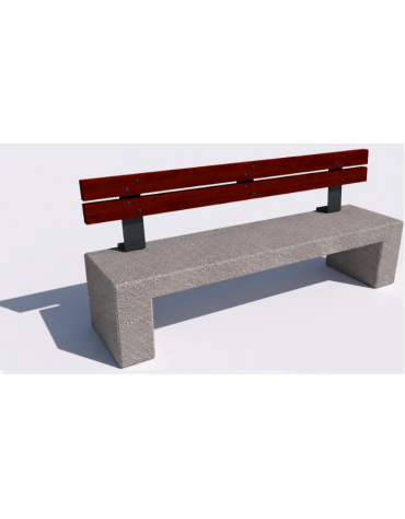 Panchina in cemento con sostegni spessore cm 19 - colore Bianco sabbiato - schienale legno - cm 220x60x90h - Conforme ai CAM