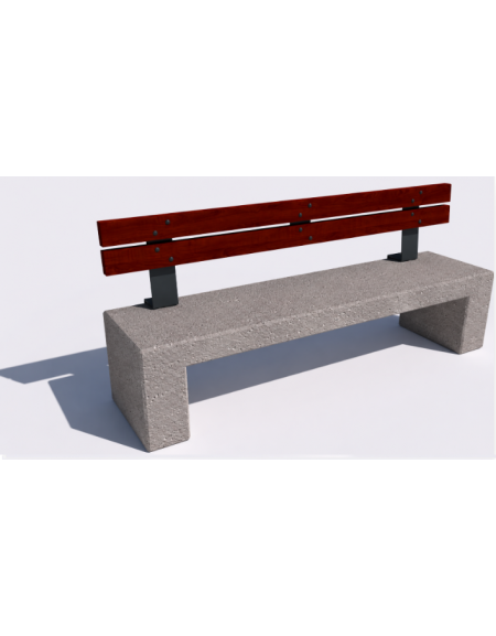 Panchina in cemento con sostegni spessore cm 19 - colore Bianco sabbiato - schienale legno - cm 220x60x90h - Conforme ai CAM