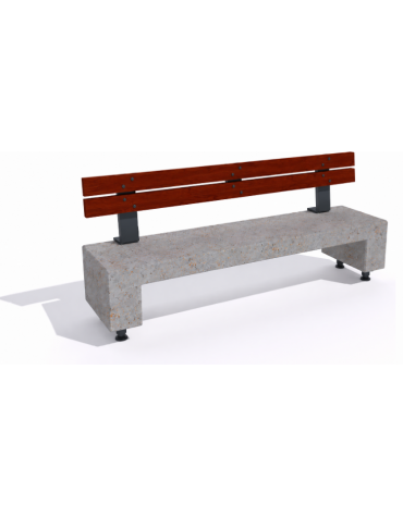 Panchina in cemento sostegni autolivellanti - colore Grigio travertino – schienale in legno - cm 200x50x90h - Conforme ai CAM