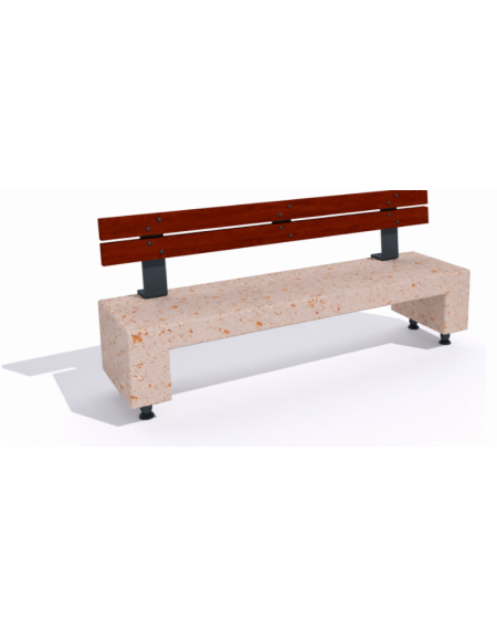 Panchina in cemento sostegni autolivellanti - colore Bianco travertino – schienale in legno - cm 200x50x90h - Conforme ai CAM