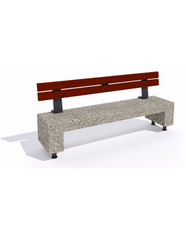Panchina in cemento sostegni autolivellanti - colore Grigio sabbiato – schienale in legno - cm 200x50x90h - Conforme ai CAM