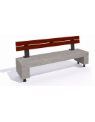 Panchina in cemento sostegni autolivellanti - colore Bianco sabbiato – schienale in legno - cm 200x50x90h - Conforme ai CAM