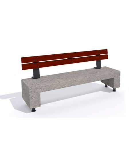 Panchina in cemento sostegni autolivellanti - colore Bianco sabbiato – schienale in legno - cm 200x50x90h - Conforme ai CAM