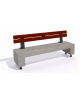 Panchina in cemento sostegni autolivellanti - colore Bianco sabbiato - schienale in legno - cm 200x50x90h - Conforme ai CAM
