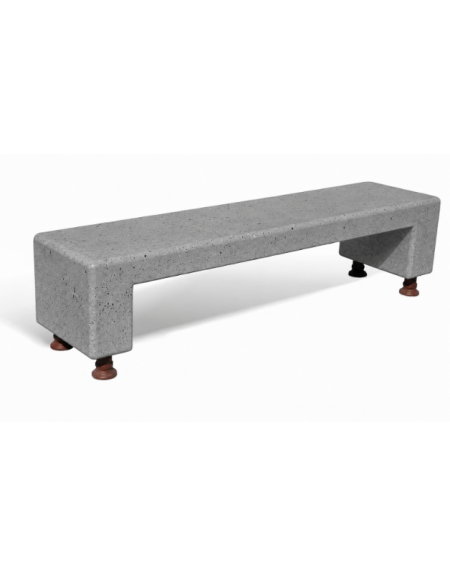 PANCHINA MONOBLOCCO IN CEMENTO CALCESTRUZZO - COLORE GRIGIO PIETRA - CON SOSTEGNI AUTOLIVELLANTI - CM 200X50X50H