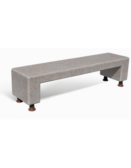PANCHINA MONOBLOCCO IN CEMENTO CALCESTRUZZO - COLORE GRIGIO TRAVERTINO - CON SOSTEGNI AUTOLIVELLANTI - CM 200X50X50H