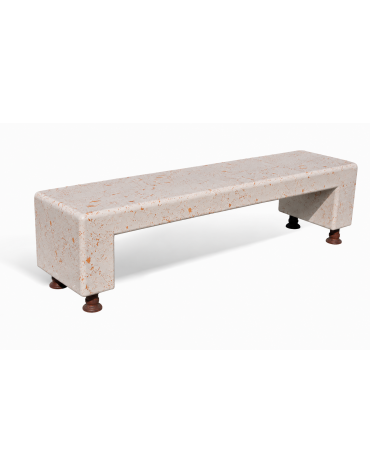 PANCHINA MONOBLOCCO IN CEMENTO CALCESTRUZZO - COLORE BIANCO TRAVERTINO - CON SOSTEGNI AUTOLIVELLANTI - CM 200X50X50H