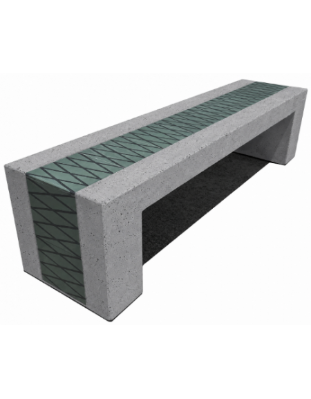 PANCHINA MONOBLOCCO IN CEMENTO CALCESTRUZZO - COLORE GRIGIO PIETRA - DECORATA CON CEMENTINE - CM 200X50X50H - Conforme ai CAM